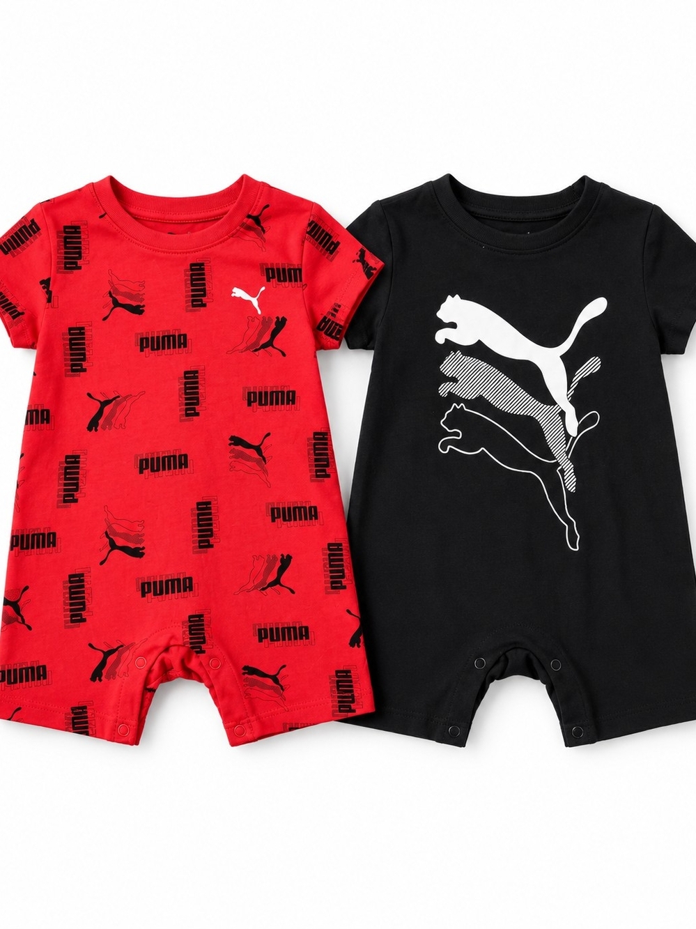 Puma Red & Black Baby One-Piece Romper Set